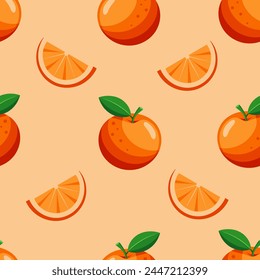 Seamless pattern of oranges and orange slices