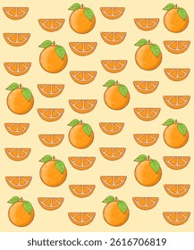 seamless pattern with oranges and orange slices