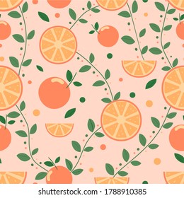 Seamless Pattern with oranges and pinkish background