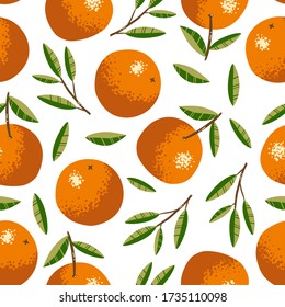 Seamless pattern with oranges. Repeated background. Vector print for fabric or wallpaper.