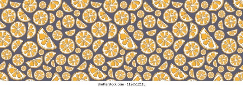 Seamless pattern with oranges - summer concept. Vector.