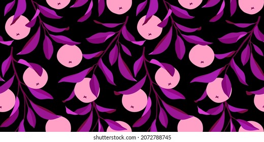 Seamless pattern with oranges. Trendy summer background. Vector bright print for fabric or wallpaper.
