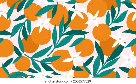 Seamless pattern with oranges. Vector illustration	