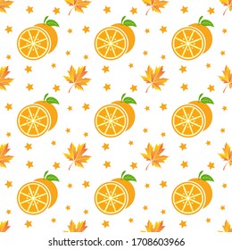 Seamless pattern with oranges. Vector texture illustration.