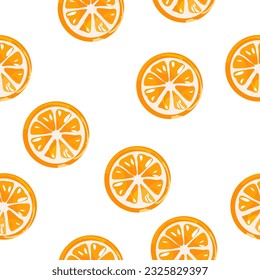 Seamless pattern with oranges. Vector texture illustration. Orange sliced pattern. Seamless orange slices background. Vector orange pattern