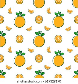 Seamless pattern with oranges. Vector texture illustration
