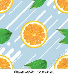 Seamless pattern with oranges-vector illustration. Slices of orange on the background.