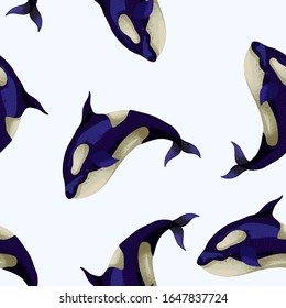 Seamless pattern with orca. Vector.