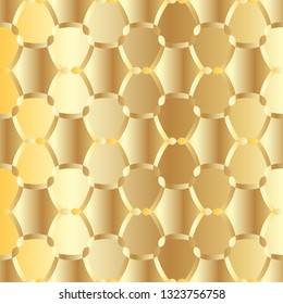 Seamless pattern with ordered arrangement of abstract geometric shapes. The illustration is made in gold shades. Vector EPS10