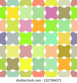 Seamless pattern with ordered arrangement of abstract geometric shapes. The image of flat crosses simulating patchwork. Colorful illustration. Vector EPS10
