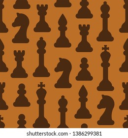 Seamless pattern with ordered chessmen in flat style. Suitable for wallpaper, wrapping or textile