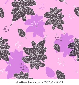 Seamless pattern of Oregano plant, aromatic spice and medicinal plant. Hand drawn line drawing. Vector illustration