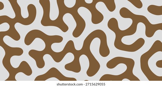 Un patrón sin fisuras de Formas orgánicas, como amebas en marrón y blanco, creando una textura visualmente atractiva y abstracta.