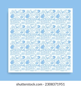 seamless pattern organic botanical hand drawn  green collage