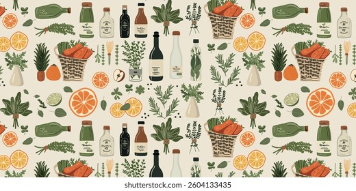 seamless pattern with organic food 