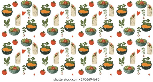 seamless pattern with organic food items