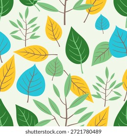 Patrón sin fisuras de hojas verdes orgánicas y follaje denso. Fondo de Vector plano para el embalaje de productos de la naturaleza, papel de embalaje botánico, etiquetas para el cuidado de la piel e identidad de marca ecológica.
