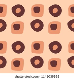 Seamless pattern organic hand drawn circle with brown colors scandinavian sweden style.