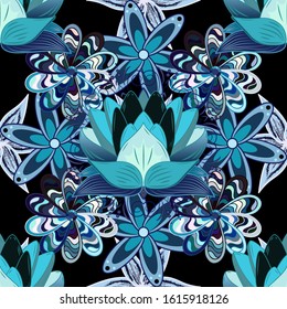 Seamless pattern. Organic motif background. Ultrafashionable fabric pattern. Vector illustration.