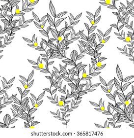 seamless pattern, organic ornament, vector repeating texture, floral elements, leaves
