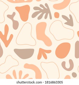 Seamless pattern with organic shapes. Hand drawn vector illustration. Contemporary texture for print, textile, packaging.