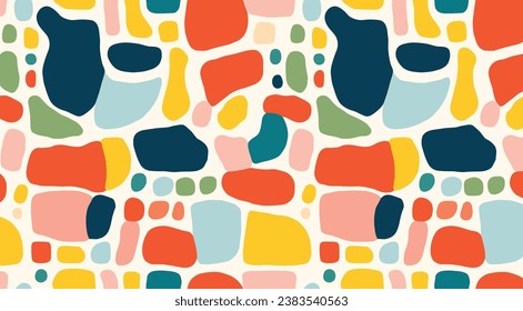 Patrón sin soldadura, formas orgánicas, dibujadas a mano, irregular, lúdico, colorido