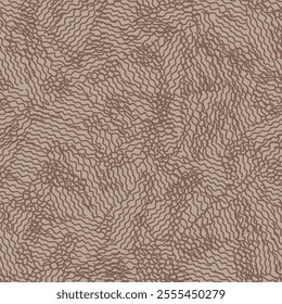 Seamless pattern in an organic, wavy, and textured style. Interconnected, flowing lines create a sense of motion and resembling lace-like designs.