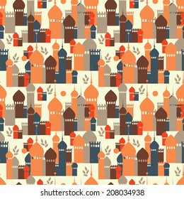 seamless pattern from orient  buildings, vector illustration