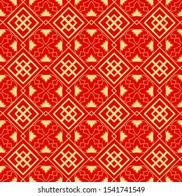 Seamless pattern with Oriental Chinese New Year background vector illustration.