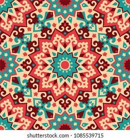 Seamless pattern with oriental circular motifs