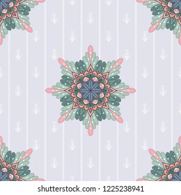 Seamless pattern with oriental ethnic ornament made of paisley floral motifs
