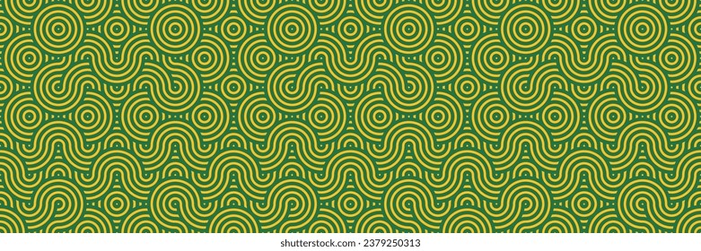 Seamless pattern in oriental geometric traditional style. Premium festive japanese ornament for lunar chinese new year decoration. Green abstract asian vector creative motif. Vintage Decor.