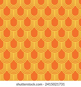 seamless pattern in oriental Japanese geometric traditional style. 3d festive ornament for lunar chinese new year decoration. Red and golden abstract asian vector creative motif. Vintage pattern