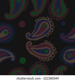Seamless   pattern oriental  motif, ellipses, waves. Hand drawn.