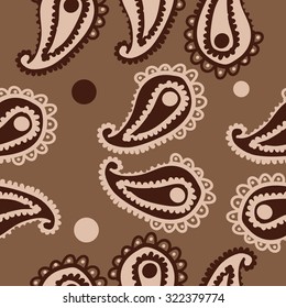 Seamless   pattern  of oriental  motif, ellipses, waves. Hand drawn.