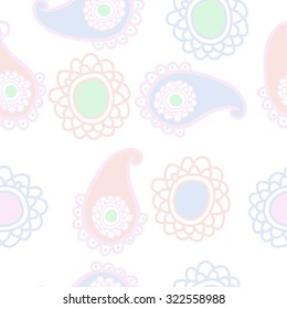 Seamless   pattern  of oriental  motif, ellipses, waves. Hand drawn.