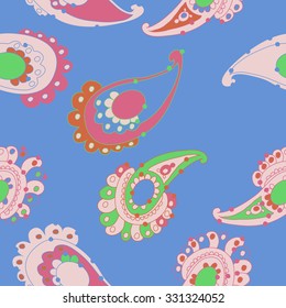 Seamless pattern of oriental motif, waves, spots, hole. Hand drawn.