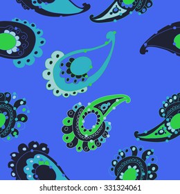 Seamless pattern of oriental motif, waves, spots, hole. Hand drawn.