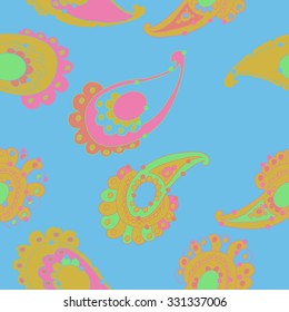 Seamless pattern of oriental motif, waves, spots, hole. Hand drawn.