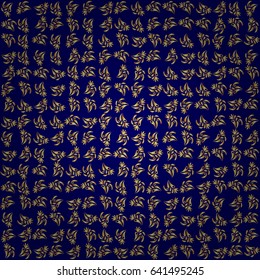 Seamless pattern oriental ornament in baroque style. Traditional classic vector golden pattern. Blue and golden pattern.