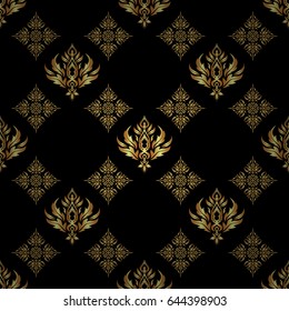 Seamless pattern oriental ornament in baroque style. Traditional classic vector golden pattern. Black and golden pattern.