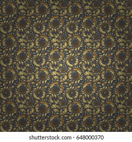 Seamless pattern oriental ornament in baroque style. Traditional classic vector golden pattern. Gray and golden pattern.