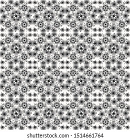 Seamless pattern oriental ornament. Gray and silvern textile print. Islamic vector design. Floral tiles.