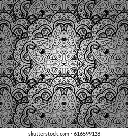 Seamless pattern oriental ornament. Islamic design. White pattern on background with white elements. Floral tiles. Vector white textile print.