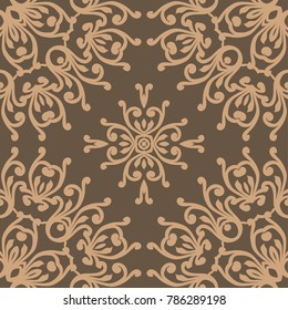 Seamless pattern oriental ornament. Textile print. Islamic vector design. Floral tiles.