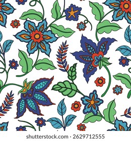 Seamless pattern with oriental ornaments. Abstract floral print, vector illustration