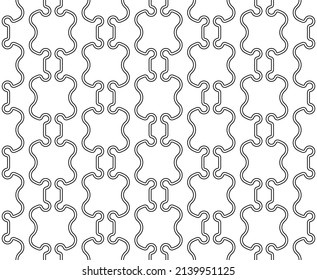 Patrón sin foco de estilo oriental. Dibujo lineal blanco y negro. Diseño geométrico abstracto. Ilustración monocroma. Fondo vectorial. Coloriendo páginas. Fácil edición de color y peso de línea