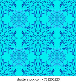 Seamless pattern for oriental style. Blue