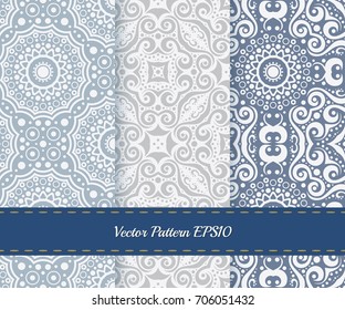Seamless pattern in Oriental style. Ornament of many elements. Pastel colors.