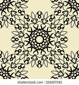 Seamless pattern in oriental style, stylized mehndi inspired art
